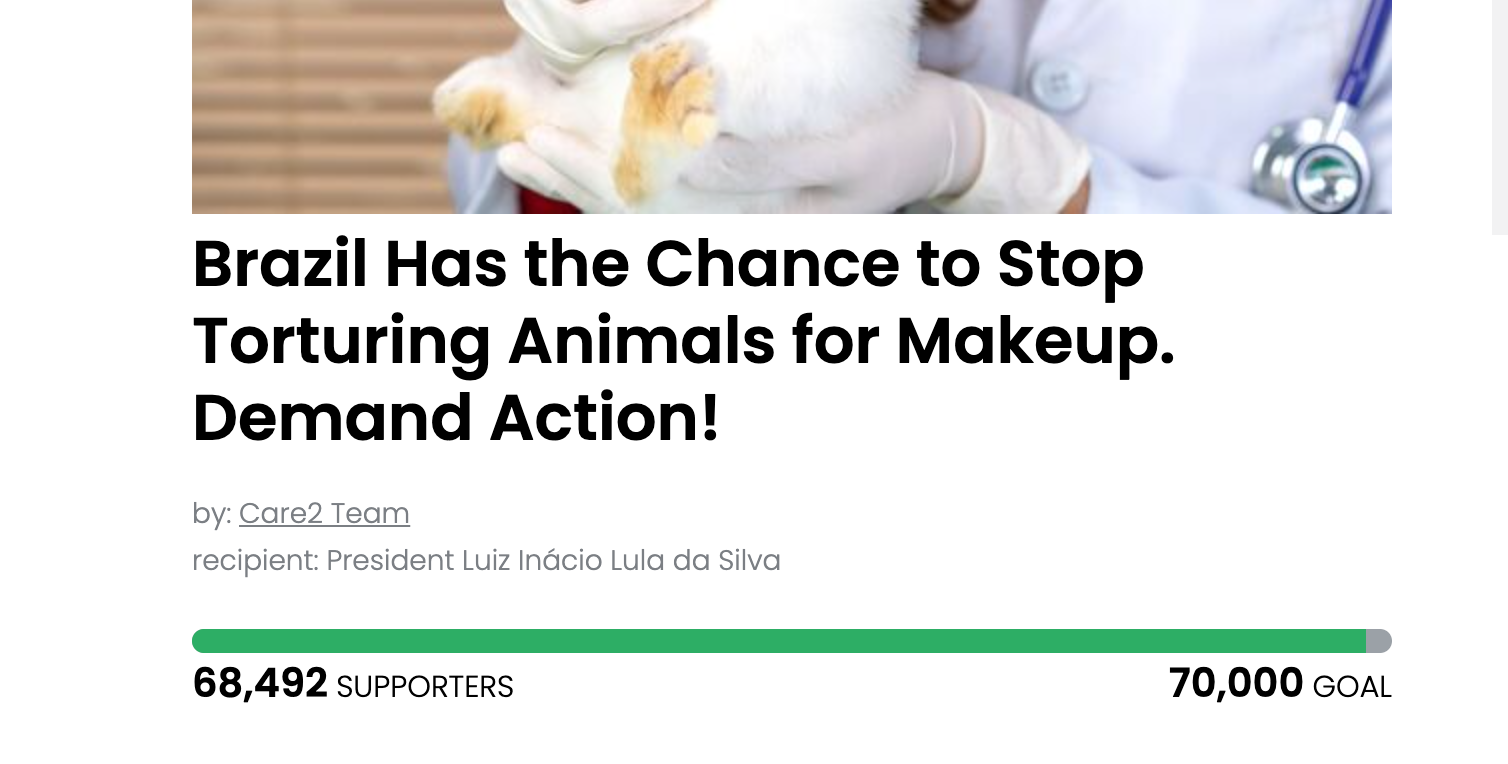 Animal Actions - Tell Brazil to Stop Testing Makeup on Animals!