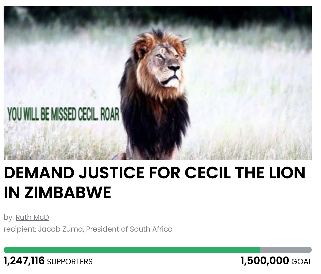 Animal Actions - Fight for justice for Cecil the lion!